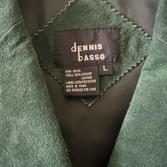 Dennis Basso Green 100% Leather Suede Jacket Sz L. - Picture 8 of 14